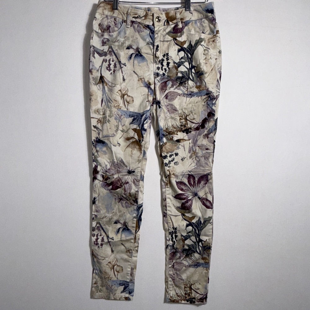 Chico's Jeggings Women's Denim Stretch Pants Colorful Floral Sz0.5 (US 6)